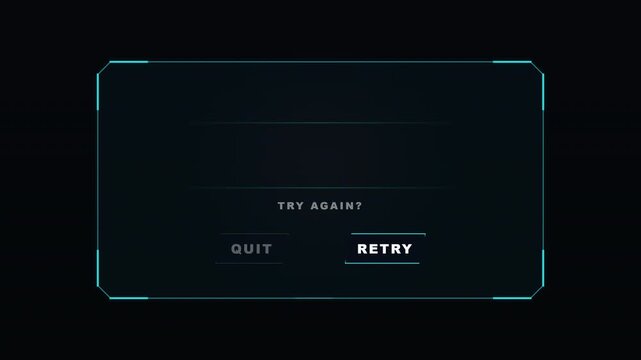 4K Glitch Game Over Blink Retry Quit Arcade Motion Loop