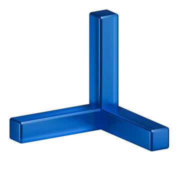 3D Blue Glass Geometric Axis Intersection Isolated