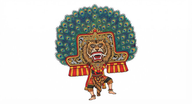 Reog ponorogo vector illustration of traditional indonesian dance