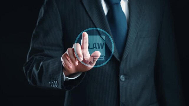 Law icons illustrate justice, court, and regulation system. Law represents fairness, law supports police, and law connects with rules, rights, and enforcement. Gist