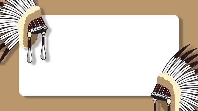 Native American Heritage Day Frame Template Background With Copy Space And Headdress Illustration.