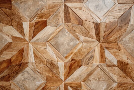 Geometric wood-and-stone tile pattern