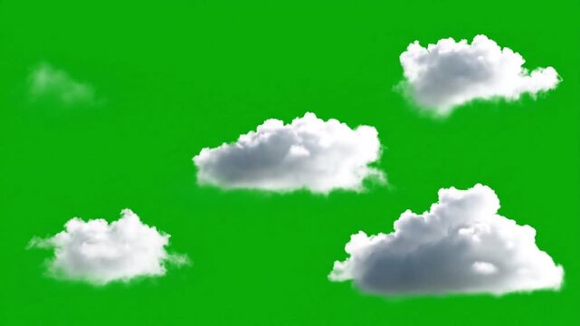 Floating White Clouds Video on Green Screen Background for Chroma Key Compositing
