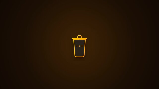 Minimalist trash can icon animation with loading dots on dark