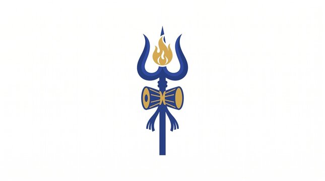 Lord Shiva trishul vector icon trident damru drum flame sacred symbol