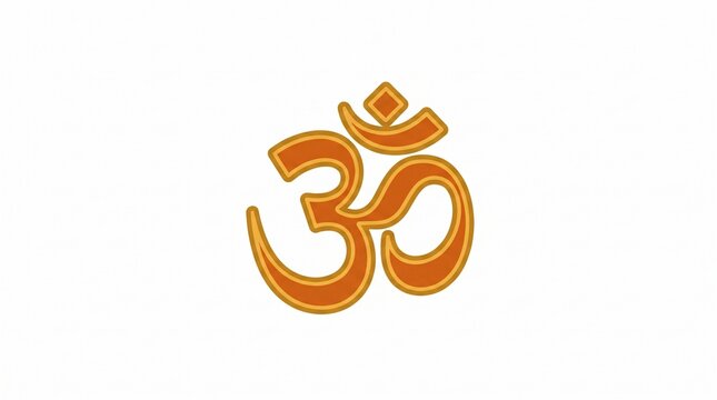 Sacred Om symbol vector icon orange gold Hindu Ohm mantra sign