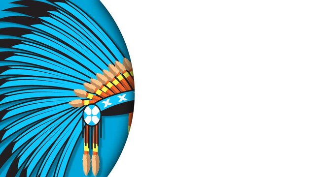 Traditional Native American Feather Headdress Background Copy Space Heritage Day.