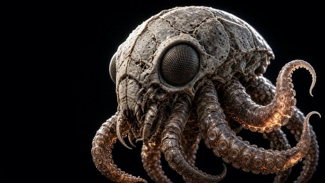 alien monster grey creature with tentacle horror Halloween spooky scary face