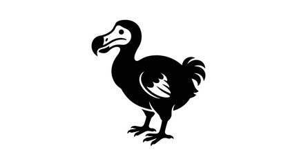 Fototapeta premium Black silhouette of an extinct dodo bird on a white background