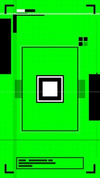 Vertical brutalist digital tech background with neon green grid lines nodes and animated data flow