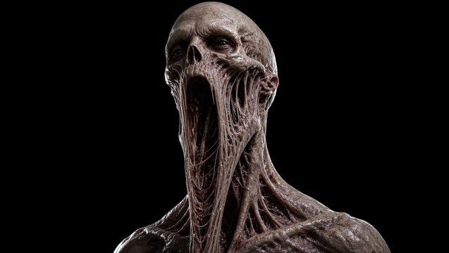 wide mouth monster creature with horror Halloween spooky jaw texture vibe