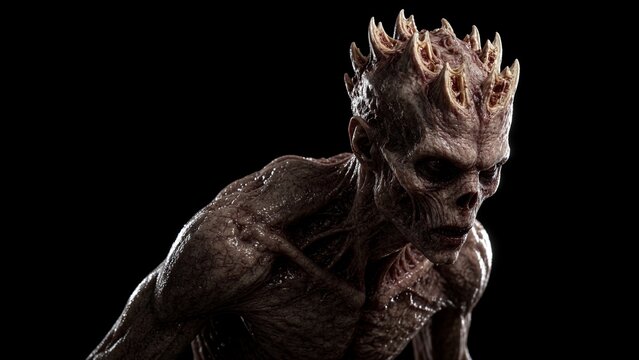 spiked demon monster creature with horror Halloween spooky dark head texture vibe