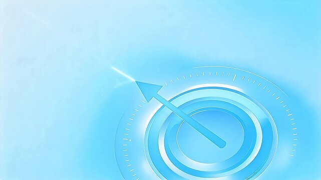 Blue circular gauge with arrow pointing outward on light gradient background