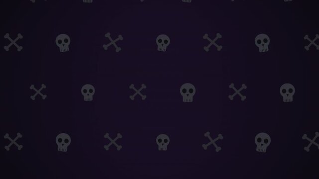 Skull and Crossbones Pattern Halloween Background on Black