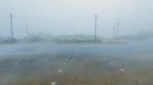 Extreme Hurricane Wind And Driving Rain Lash Island During Landfall
