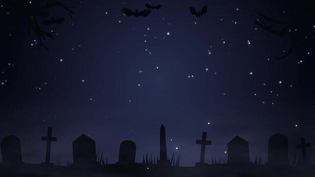 Foggy Tombstones Title Background for Halloween