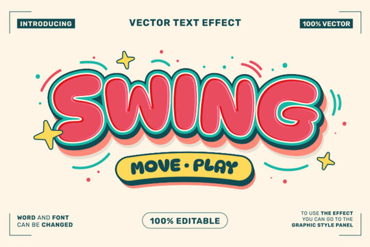 Editable Swing Cartoon Text Effect for Poster Branding and Social Media Design