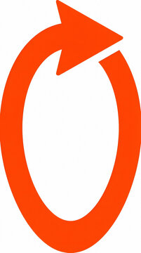 Orange arrow symbol pointing upward within oval frame