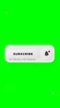 Vertical neomorphic social media call to action animated buttons like subscribe notifications on chroma key
