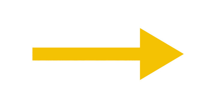 Yellow arrow pointer graphic flat design element for guiding navigation.