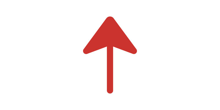 Red simple pointer arrow graphic resource for digital interface design.