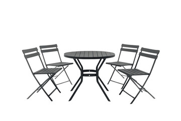 Obraz premium Black Metal Bistro Table with Four Folding Chairs