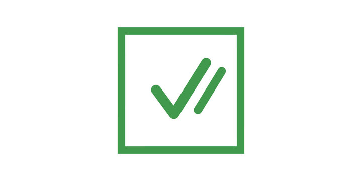Green square box with double check marks as task completion indicators.