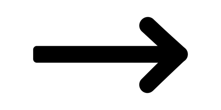 Black arrow pointing right on transparent background for design.