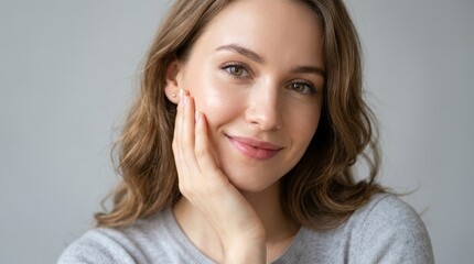 Fototapeta premium Portrait of a young woman with natural healthy glowing skin
