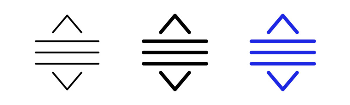 List Dropdown Icon - Outline Stroke, Glyph Black Fill and Color Fill with Stroke Vector Isolated on White Background