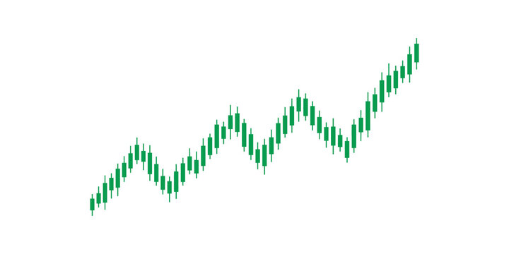 Green forex candlestick chart pattern indicating positive bullish trend.