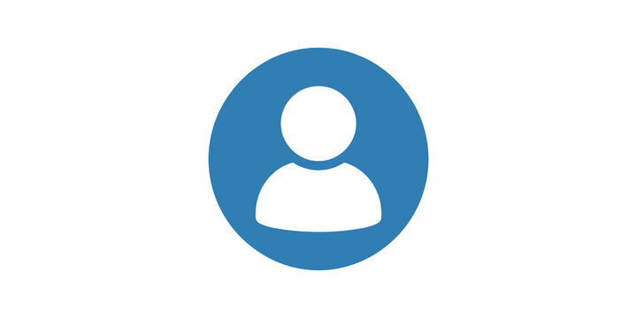 User profile icon blue circle for account management and personal identity.