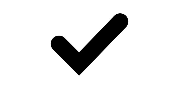 Black check mark icon symbolizes approved choice and successful task.