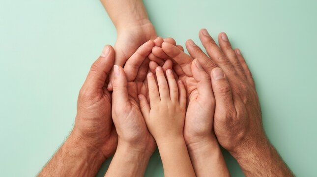 Hands of parents and a child held together for Family Day support and legacy.