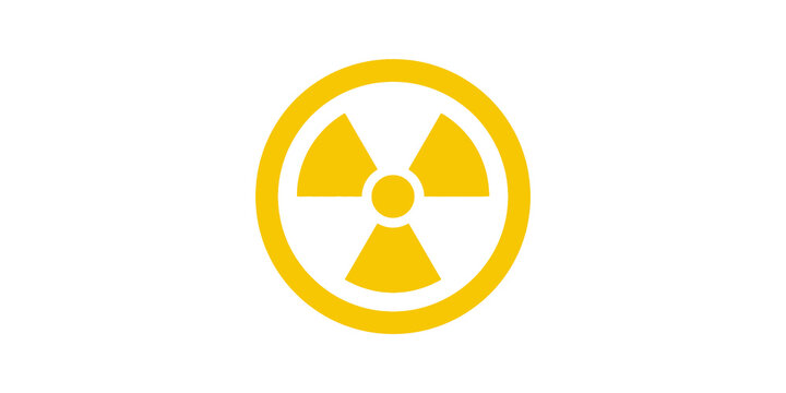 Radiation symbol yellow flat icon hazard alert warning sign safety graphic.