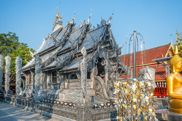 Wat Sri Suphan famous Silver Temple in Chiang Mai city, Thailand, decorated with metal reliefs and Buddhist motifs. Thai architecture, Lanna craftsmanship, religious tourism and Southeast Asia travel © samael334