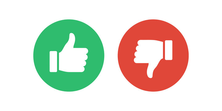 Green thumbs up and red thumbs down rating icons for customer feedback.