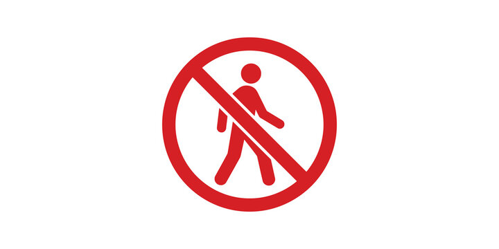 Red no entry sign transparent background with isolated human figure.