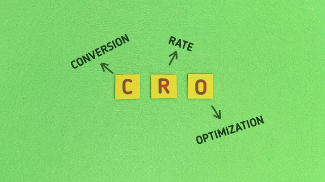 CRO Conversion Rate Optimization digital marketing concept with letter blocks