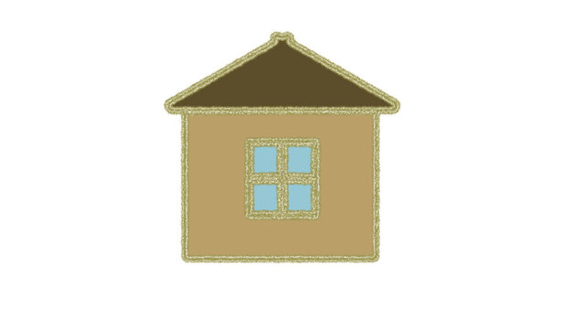 ブラウンの三角屋根のメルヘン調小さな家