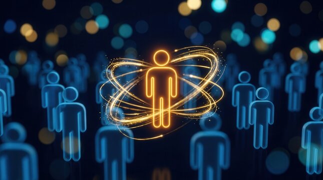 Passive candidate engagement in a talent pool represented by a glowing human icon.