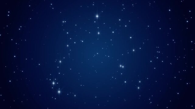 night sky blue shiny twinkle stars glittering and glowing animation, starry space science and new year and christmas, social media motion background