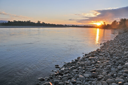 Passenger transport on the Brahmaputra River in the Indian state of Assam, India