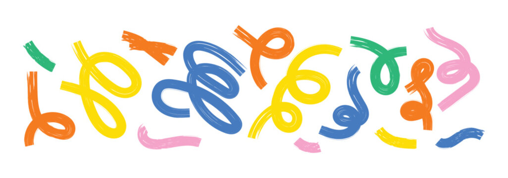 Colorful Squiggle Design Abstract Hand Drawn Wavy Lines And Brush Doodle Elements