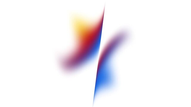 Smooth translucent wave ribbons in light blue and soft yellow flow and undulate horizontally on a white background. Abstract glass vibrant colorful gradient ripple texture holographic colors and soft.