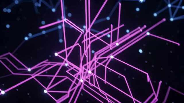 Data plexus mapping global networks gradient color wave motion  4K video footage 