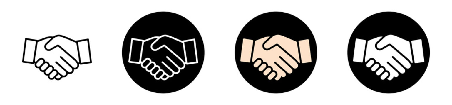 Handshake icons for business partnerships, agreements, and teamwork.