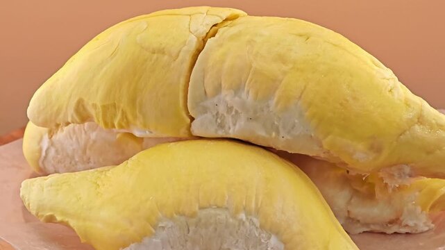 Fresh durian meat, creamy and sweet.