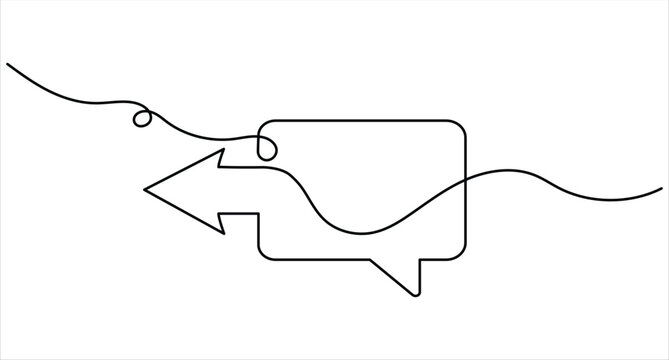Speech bubble outline continuous line art with arrow and editable strokeSpeech bubble outline continuous line art with arrow and editable stroke