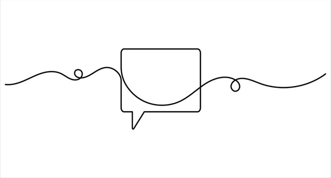 Speech bubble outline with continuous line art and editable stroke designSpeech bubble outline with continuous line art and editable stroke design